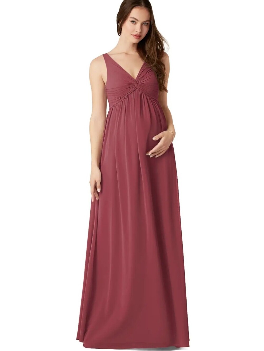 Azazie Womens Pink Yetta Flowy Whimsical Bridesmaid Dress Sz 8 NWT - Picture 2 of 10